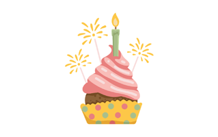 Birthday Cupcake Sticker PNG