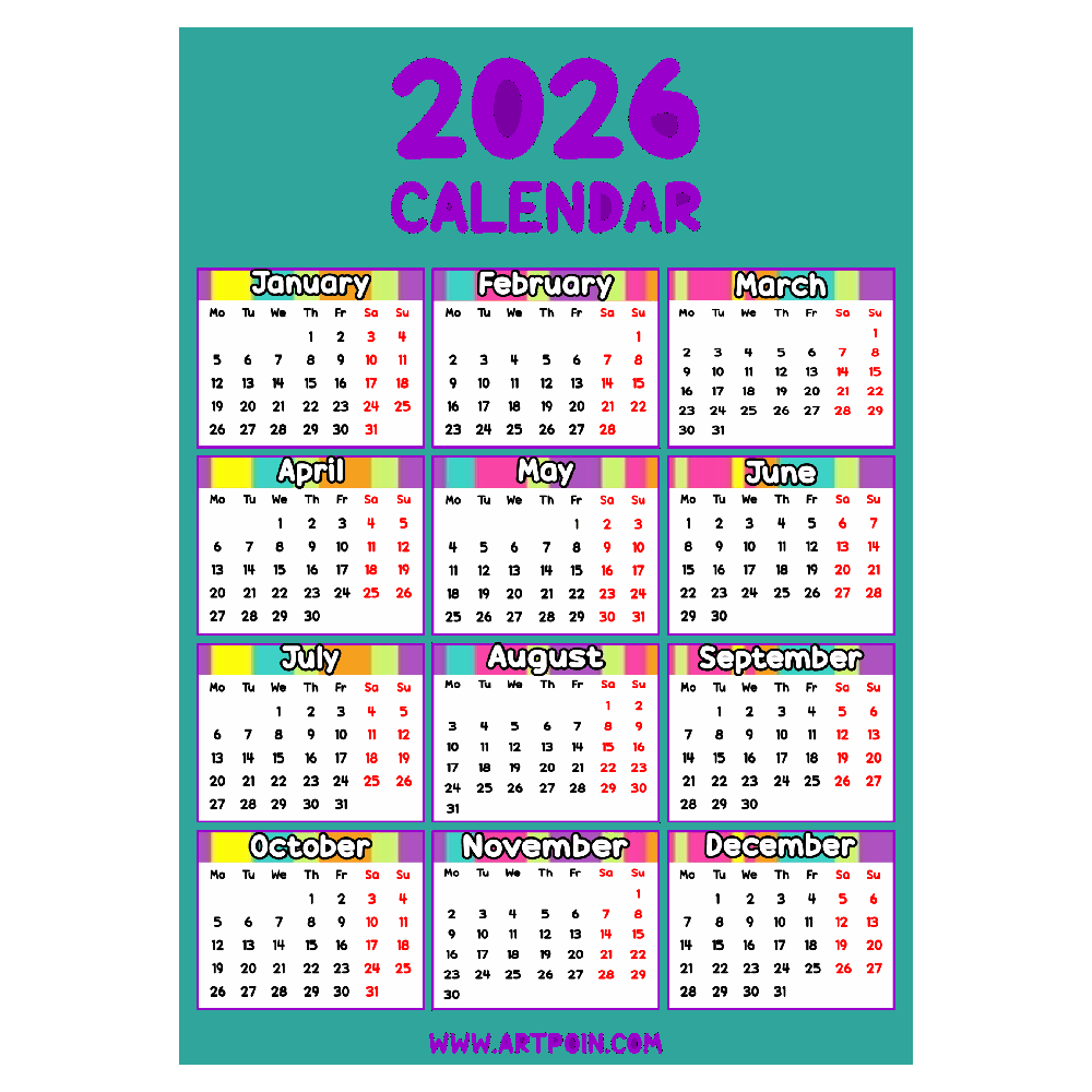 Calendar 2026 Transparent Picture