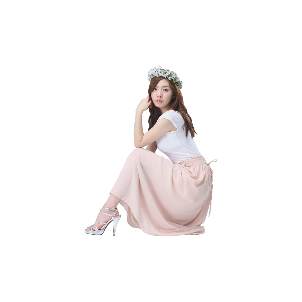 Chae Eun In White Dress Transparent Photo