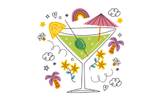 Cocktail Glass Sticker PNG