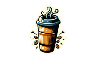 Coffee Glass Sticker PNG