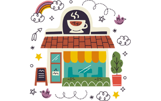 Coffee Shop Sticker PNG