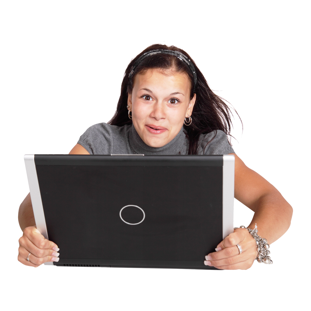 Girl Using Laptop Transparent Photo