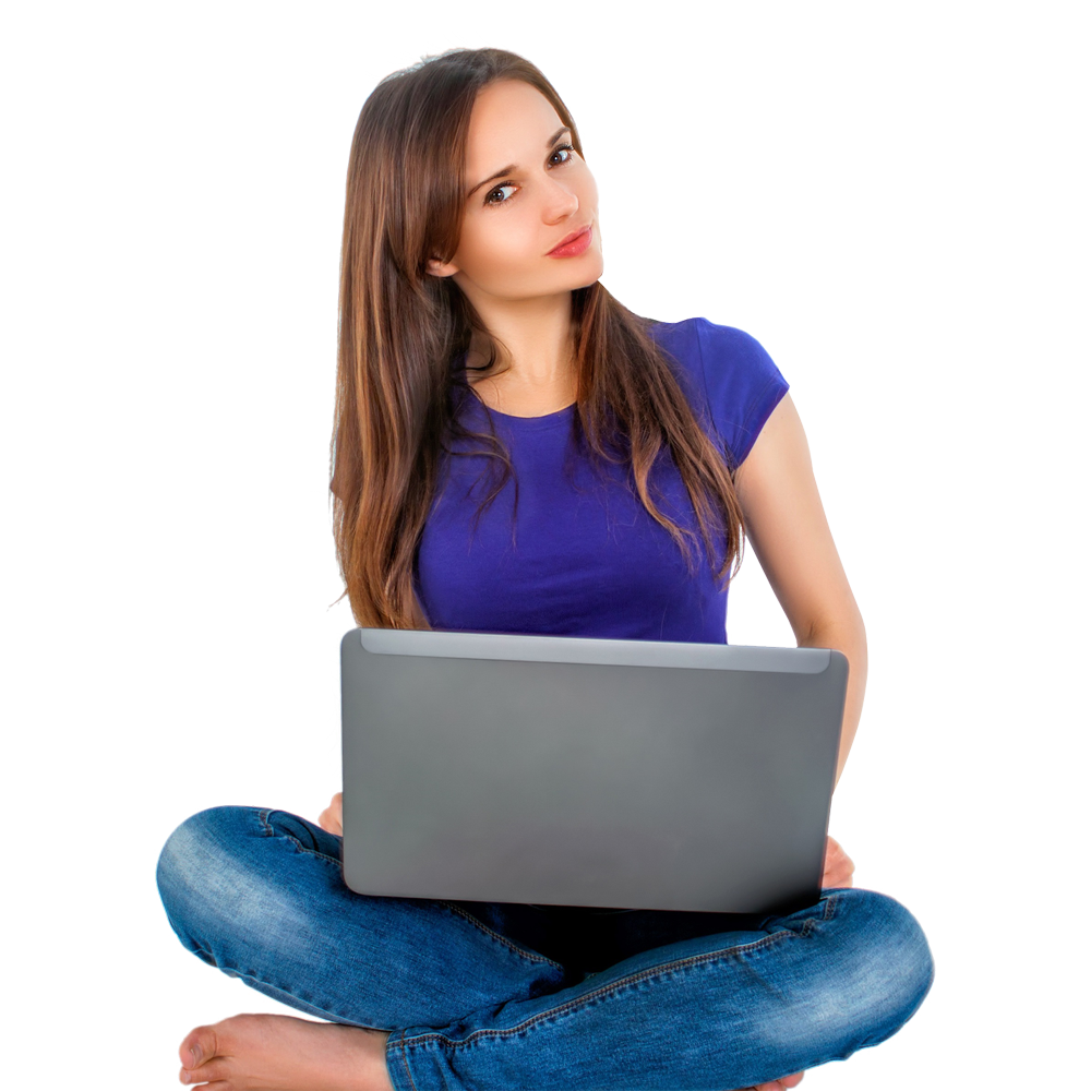 Girl Using Laptop Transparent Picture