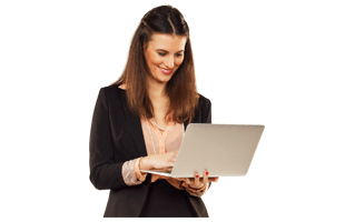 Girl Using Laptop PNG