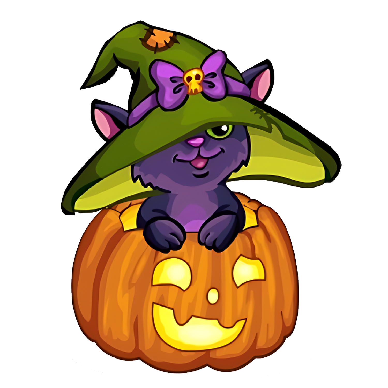 Halloween Cat In Pumpkin Transparent Image