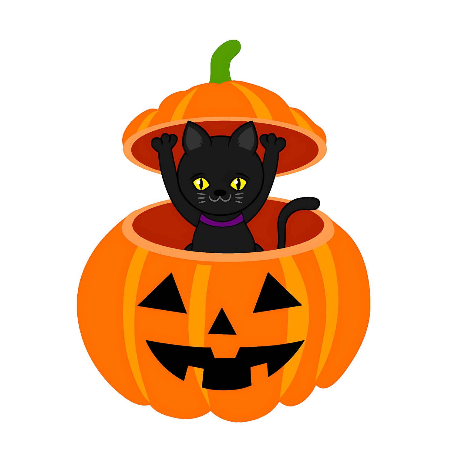 Halloween Cat In Pumpkin Transparent Photo