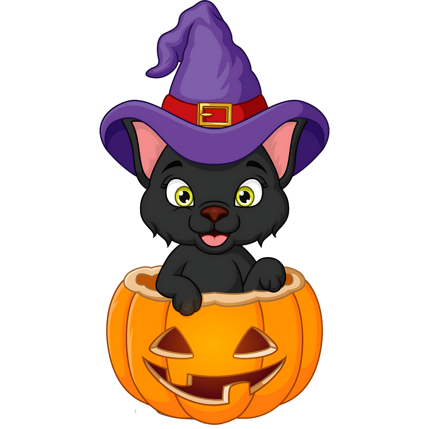 Halloween Cat In Pumpkin Transparent Clipart