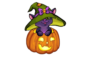 Halloween Cat In Pumpkin PNG