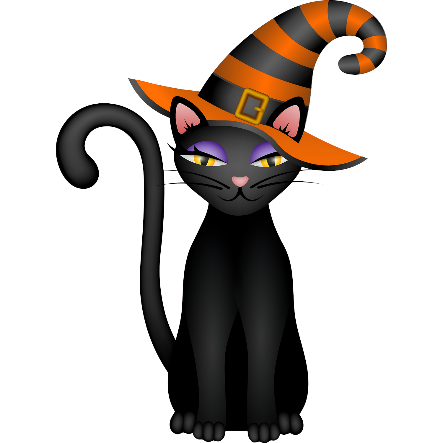 Halloween Cat In Witch Hat Transparent Image