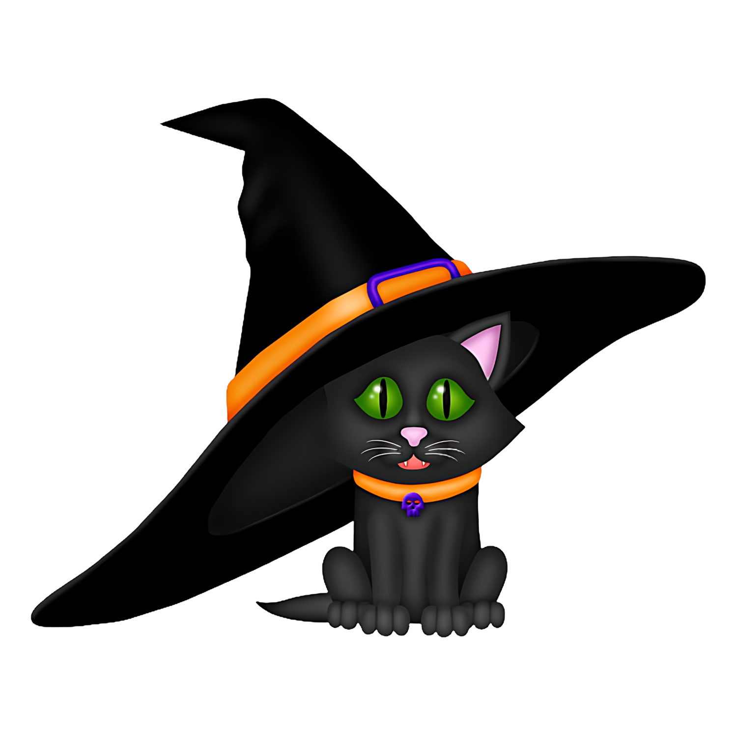Halloween Cat In Witch Hat Transparent Photo