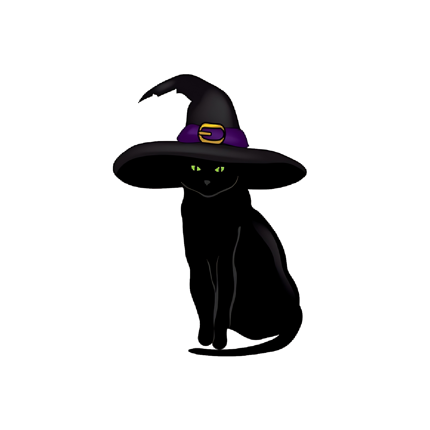 Halloween Cat In Witch Hat Transparent Picture