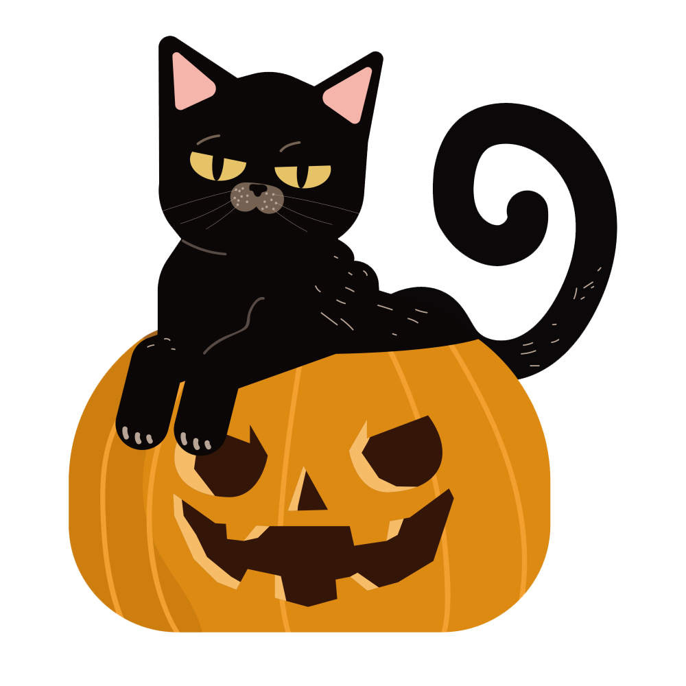 Halloween Cat With Pumpkin Transparent Clipart