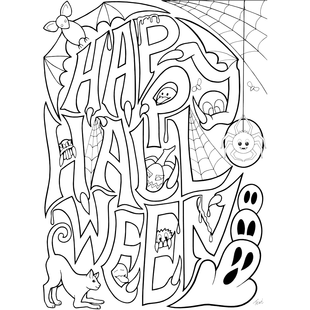 Halloween Coloring Page  Transparent Clipart