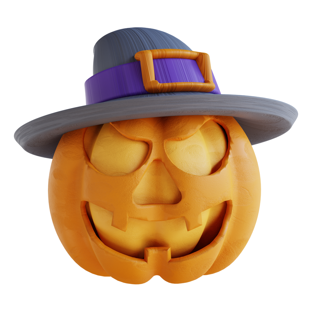 Halloween Pumpkin In Witch Hat  Transparent Image