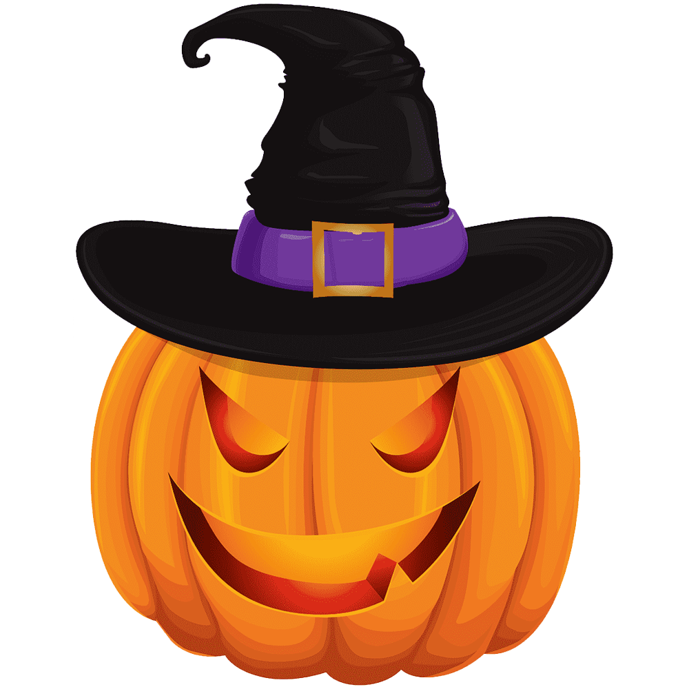 Halloween Pumpkin In Witch Hat  Transparent Photo