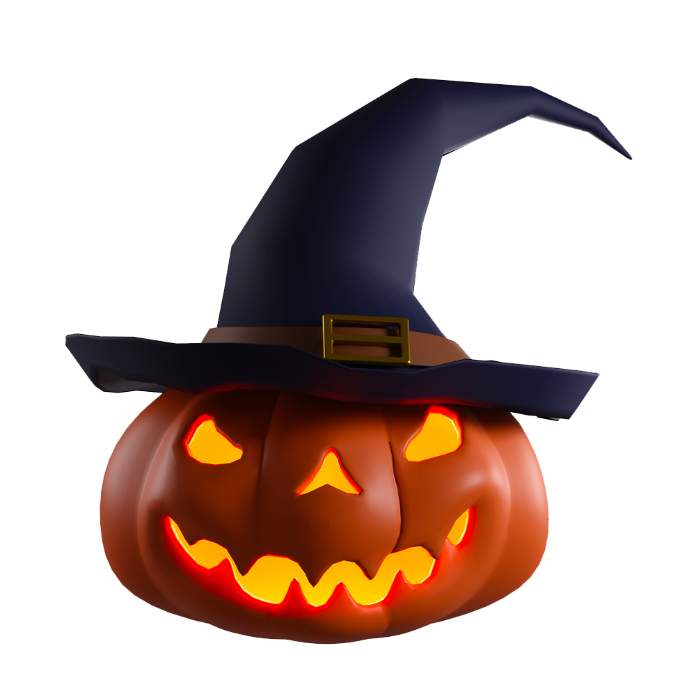 Halloween Pumpkin In Witch Hat  Transparent Picture