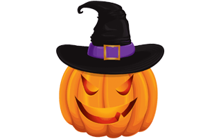 Halloween Pumpkin In Witch Hat PNG