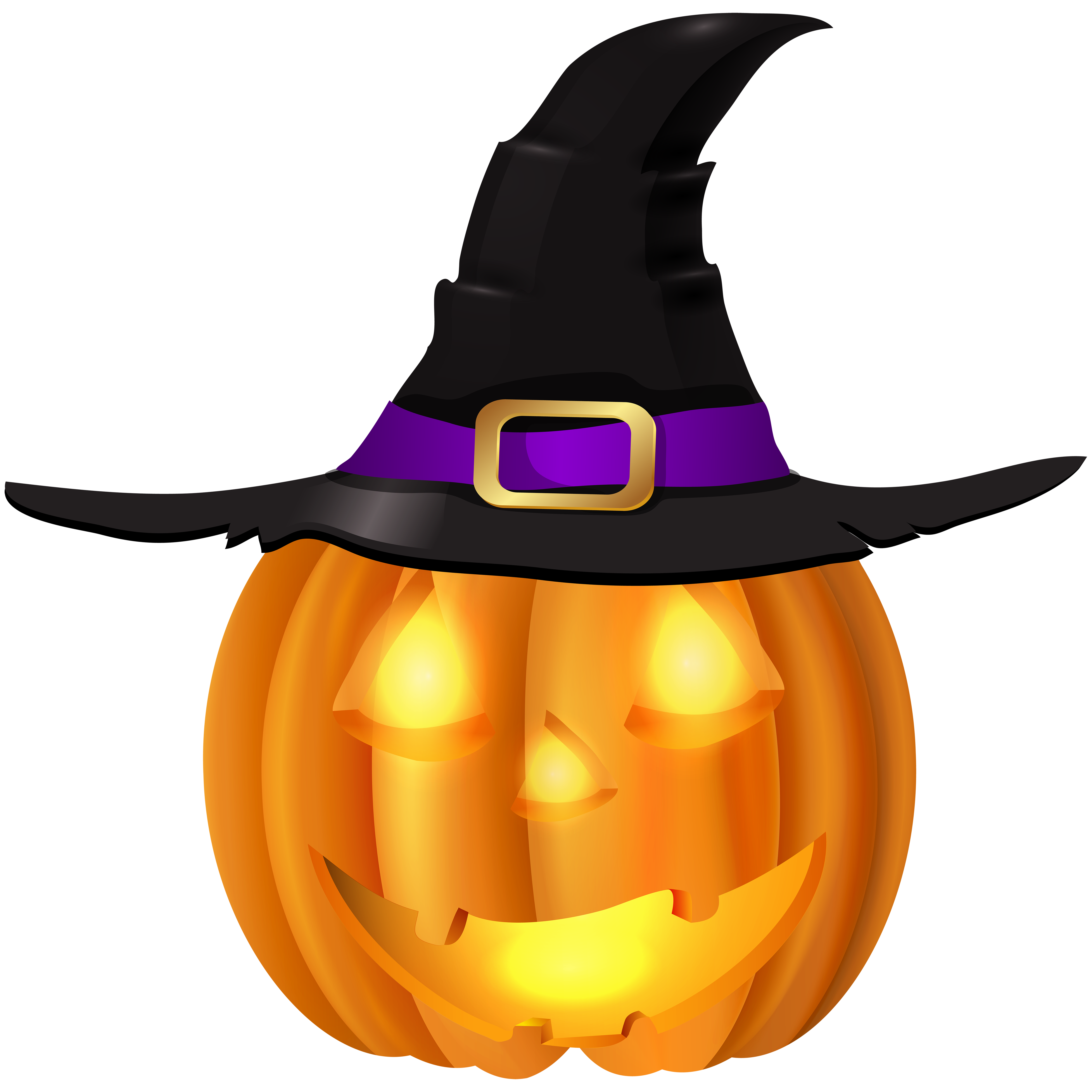 Halloween Pumpkin With Witch Hat Transparent Image