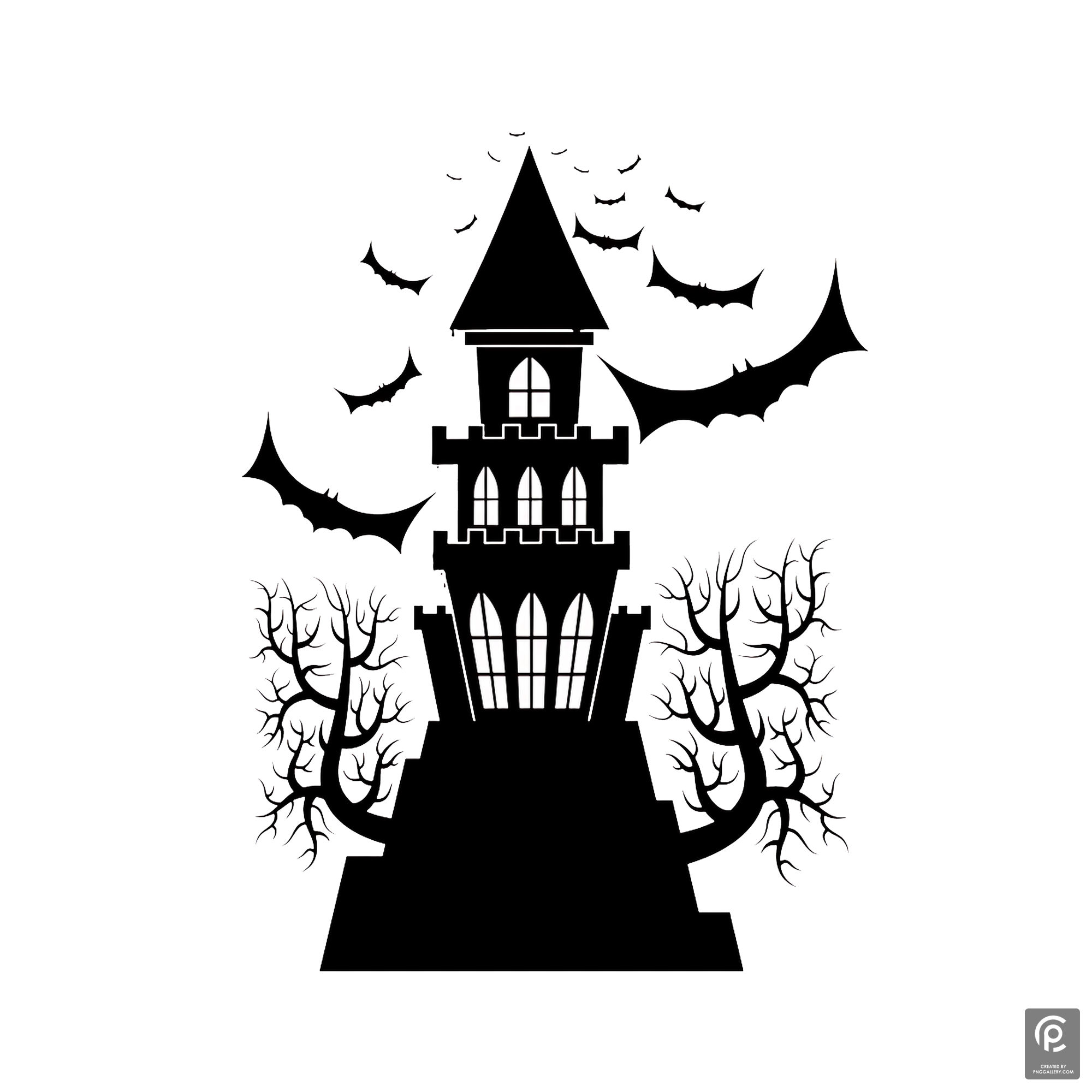 Halloween Silhouette Castle  Transparent Image