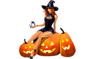 Halloween Witch With Pumpkin PNG