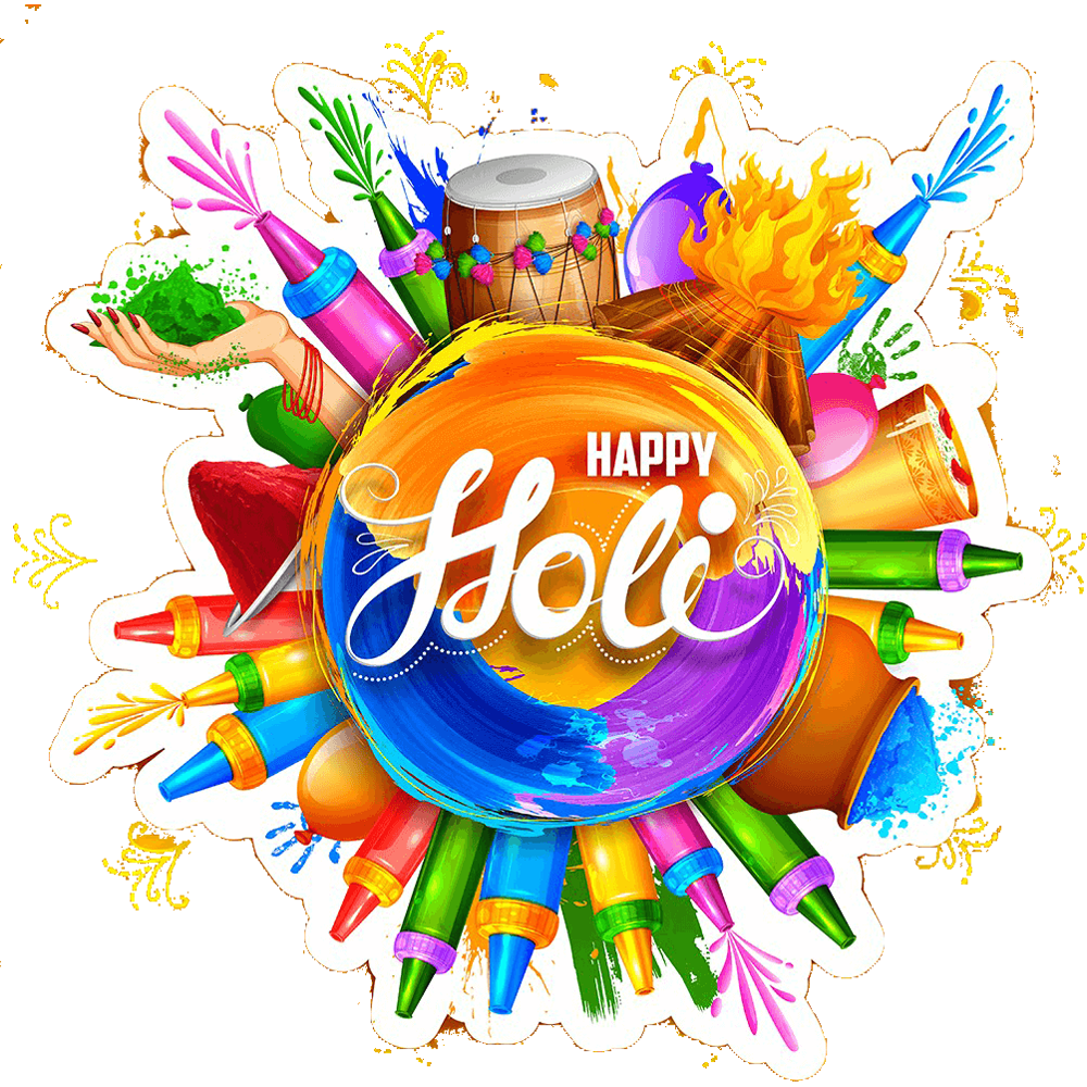 Happy Holi Text Transparent Clipart