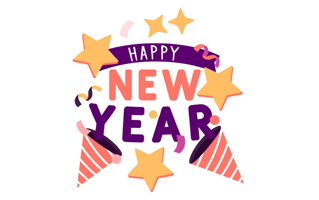 Happy New Year Sticker PNG