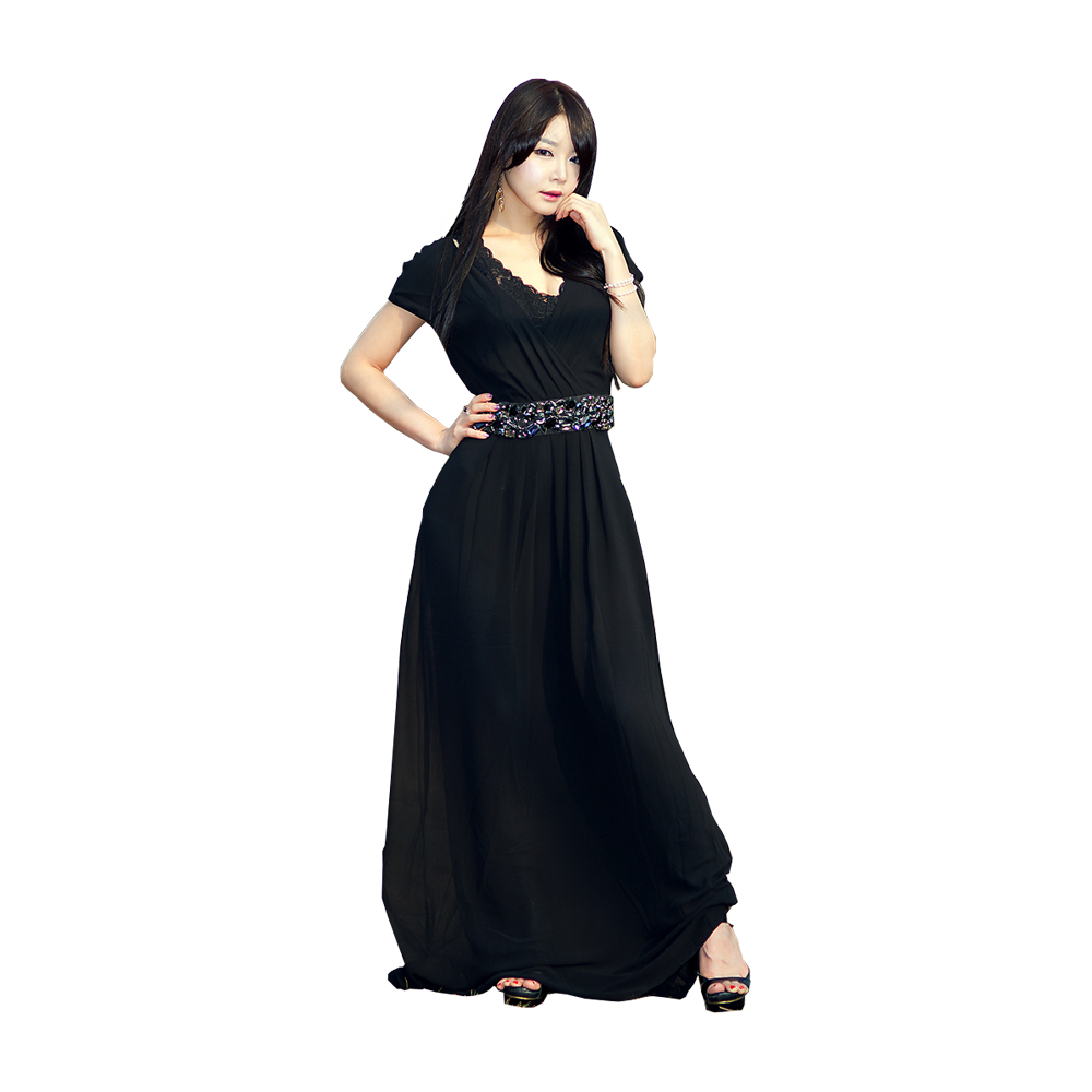 Lee Eun Seo in Black Dress Transparent Clipart