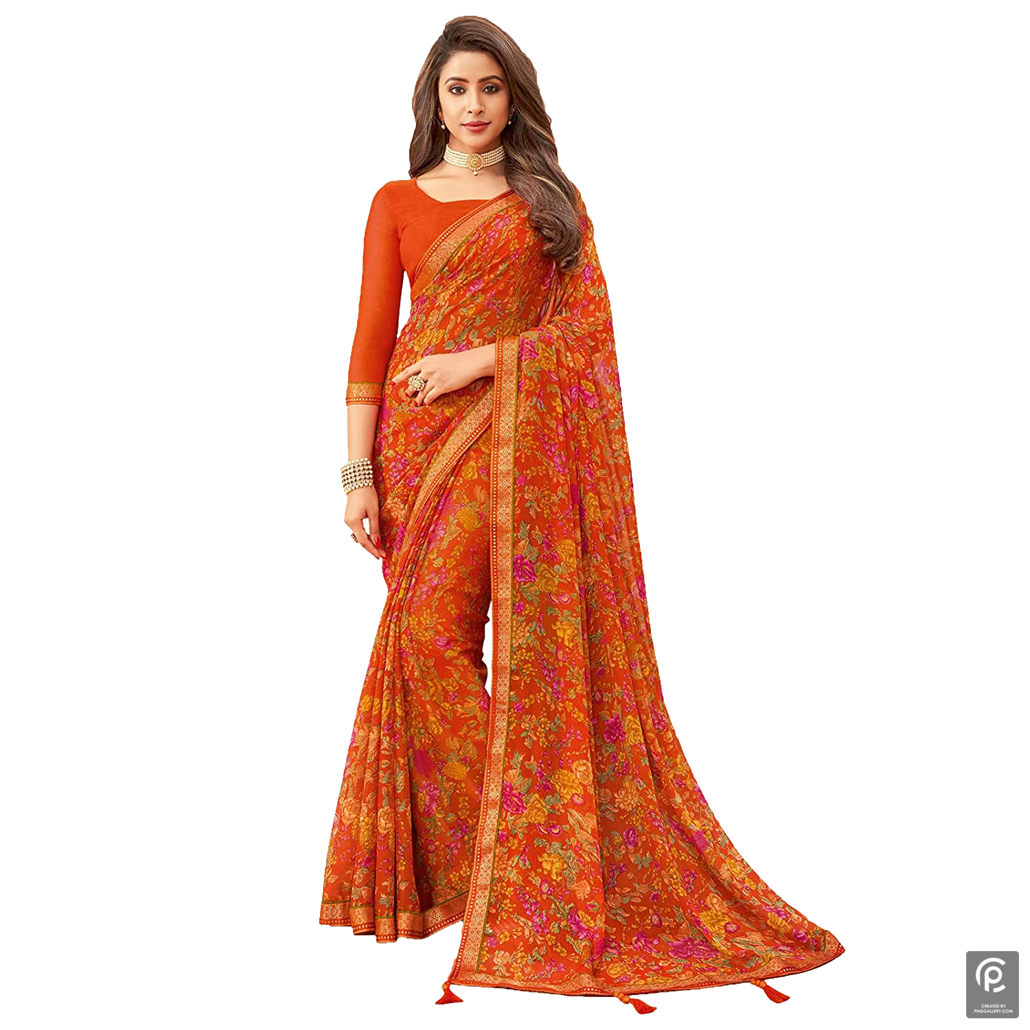 Orange Saree Transparent Image