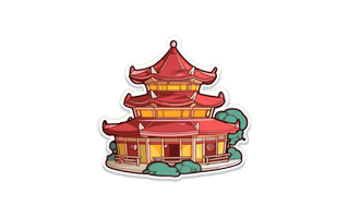 Pagoda Free Sticker PNG