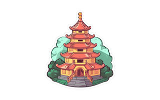 Pagoda Sticker PNG