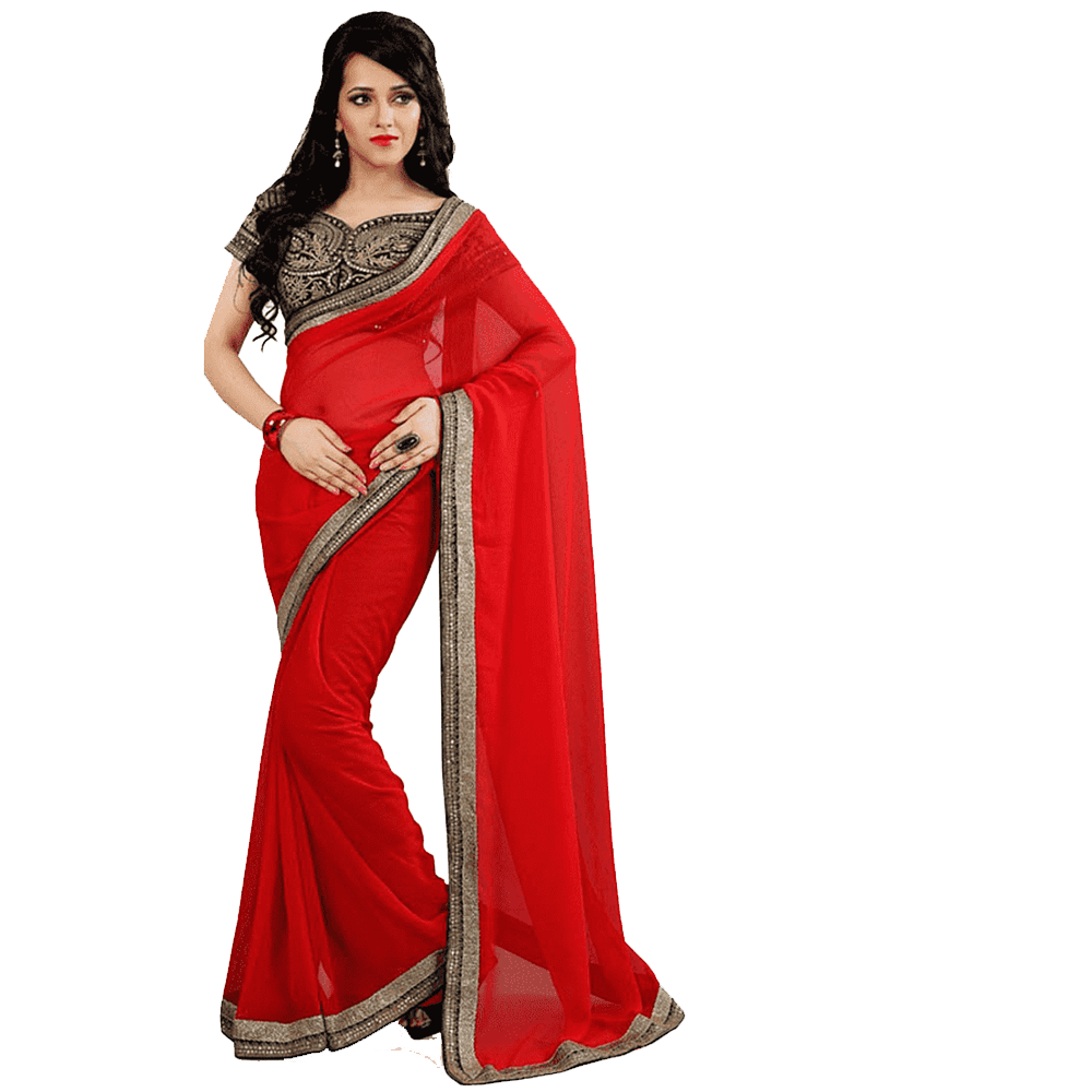 Red Saree Transparent Picture