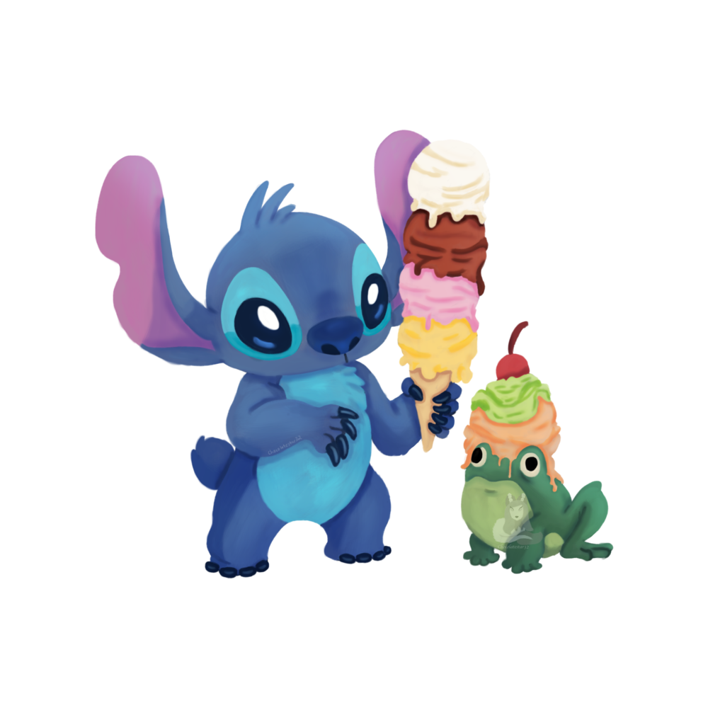 Stitch With Frog Transparent Picture