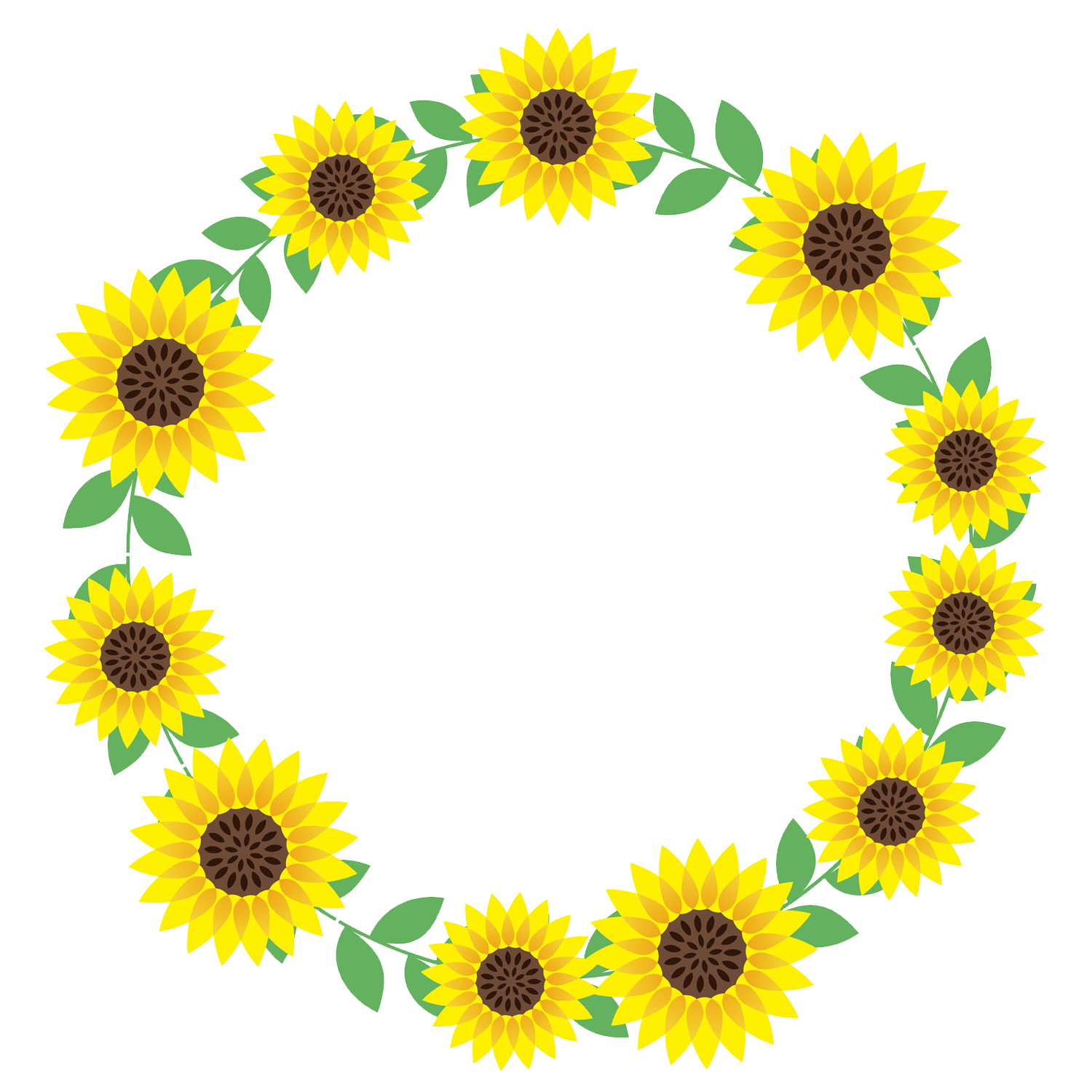 Sunflower Circle Frame Transparent Picture