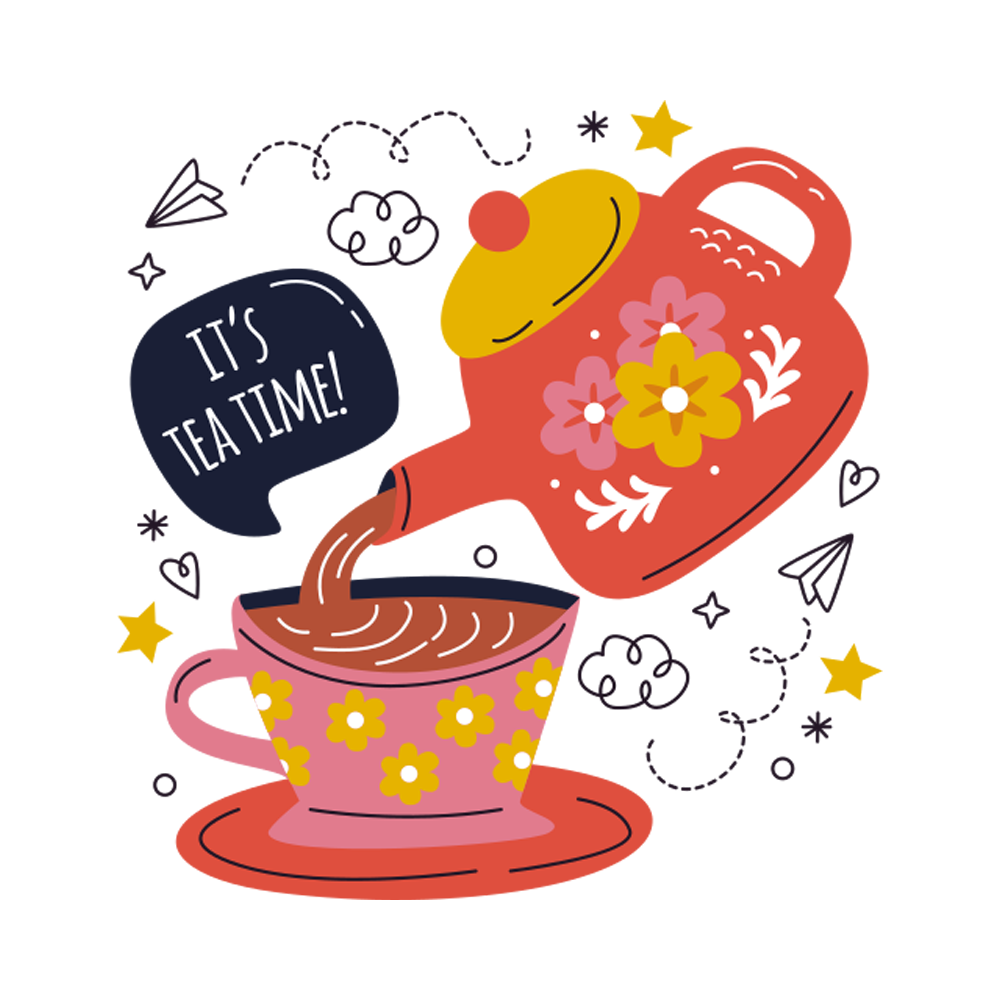 Tea Time Free Sticker Transparent Image