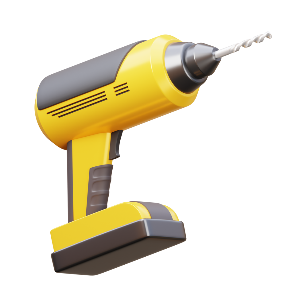 Yellow Power Drill  Transparent Clipart